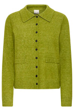 Load image into Gallery viewer, Ichi Dasila collar detail cardigan Calla Green

