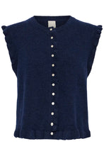 Load image into Gallery viewer, Ichi Povoke ruffle detail waistcoat Total Eclipse
