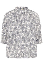 Load image into Gallery viewer, Part Two Almeras dobby jacquard cotton shirt Dark Navy Leaf Print
