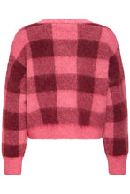 Load image into Gallery viewer, Ichi Helena checked jacquard knit jumper Fruit Dove
