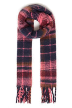 Load image into Gallery viewer, Ichi Delia long plaid scarf Zinfandel
