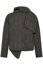Load image into Gallery viewer, Ichi Frava herringbone jacket with detatchable scarf Black Herringbone
