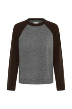 Load image into Gallery viewer, Part Two Cleo wool preppy style knit Grey Mole Colourblock

