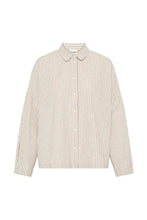 Load image into Gallery viewer, Ichi Tamanna brushed woven striped shirt Birch Coffee
