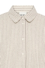 Load image into Gallery viewer, Ichi Tamanna brushed woven striped shirt Birch Coffee

