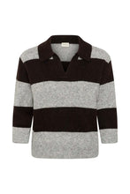 Load image into Gallery viewer, Part Two Charlott striped college knit Mole Grey Melange
