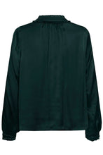 Load image into Gallery viewer, Part Two Caterina dull satin ruffle neck blouse Green Gables
