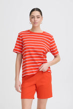 Load image into Gallery viewer, Ichi Nova striped Tee Fiery Red - CW CW 
