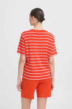 Load image into Gallery viewer, Ichi Nova striped Tee Fiery Red - CW CW 

