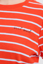 Load image into Gallery viewer, Ichi Nova striped Tee Fiery Red - CW CW 
