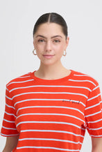 Load image into Gallery viewer, Ichi Nova striped Tee Fiery Red - CW CW 
