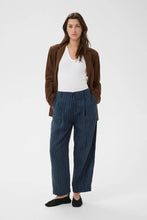 Load image into Gallery viewer, Part Two Nettas linen trouser Blue Night Pinstripe - CW CW 
