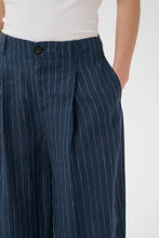 Load image into Gallery viewer, Part Two Nettas linen trouser Blue Night Pinstripe - CW CW 
