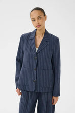Load image into Gallery viewer, Part Two Alita linen blazer Blue Night Pinstripe - CW CW 
