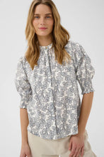 Load image into Gallery viewer, Part Two Almeras dobby jacquard cotton shirt Dark Navy Leaf Print
