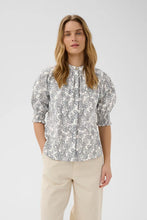 Load image into Gallery viewer, Part Two Almeras dobby jacquard cotton shirt Dark Navy Leaf Print
