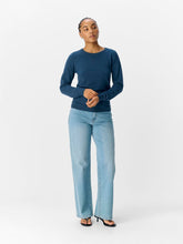 Load image into Gallery viewer, Object Thess round neck knit Dark Denim Melange
