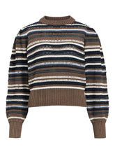 Load image into Gallery viewer, Object Lola striped pointelle knit jumper Morel Multi
