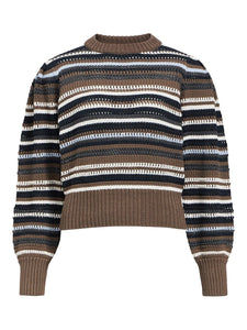 Object Lola striped pointelle knit jumper Morel Multi