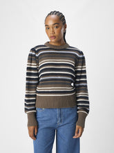 Load image into Gallery viewer, Object Lola striped pointelle knit jumper Morel Multi
