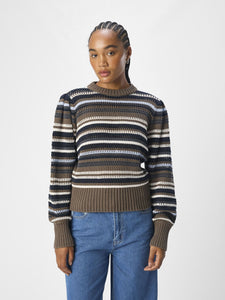 Object Lola striped pointelle knit jumper Morel Multi