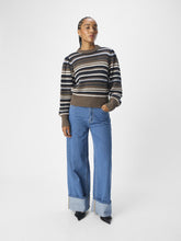 Load image into Gallery viewer, Object Lola striped pointelle knit jumper Morel Multi
