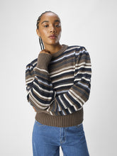 Load image into Gallery viewer, Object Lola striped pointelle knit jumper Morel Multi
