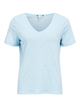 Load image into Gallery viewer, Object Thea linen blend V neck T Pale Sky - CW CW 
