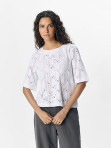 Object Java pointelle knitted cotton top White