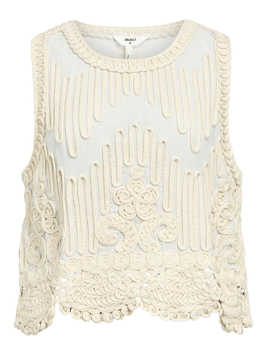 Object Prima corded lace ornate top Sandshell