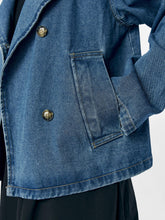 Load image into Gallery viewer, Object Tilla funnel neck denim jacket Medium Blue
