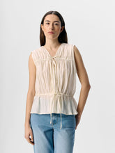 Load image into Gallery viewer, Object Brea pleated and tie detail top Sandshell
