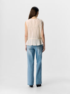 Object Brea pleated and tie detail top Sandshell