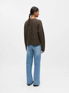 Object Juno crew neck pointelle detail jumper Morel