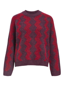 Object Diana intarsia zig zag jumper Mauve Wine