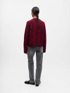 Object Diana intarsia zig zag jumper Mauve Wine