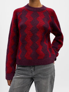Object Diana intarsia zig zag jumper Mauve Wine