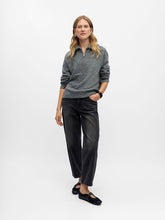 Load image into Gallery viewer, Object Diana zip neck knit Medium Grey Melange
