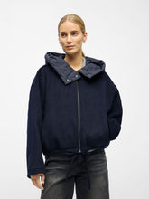 Load image into Gallery viewer, Object Moore detachable collar wool bomber jacket Navy
