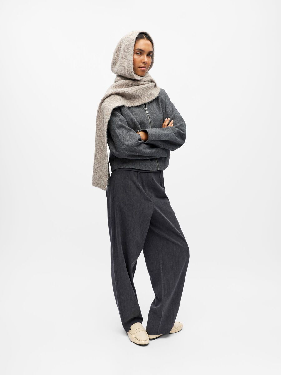 Object Milu hooded knit scarf Humus