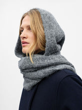 Load image into Gallery viewer, Object Milu hooded knit scarf Med Grey Melange
