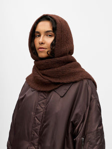 Object Milu hooded knit scarf Seal Brown