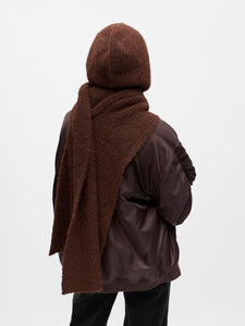 Object Milu hooded knit scarf Seal Brown