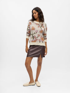 Object Lucie intarsia floral jumper White Sand Multi