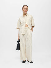 Load image into Gallery viewer, Object Cally stripe twill cotton baggy trouser Birch Black - CW CW 
