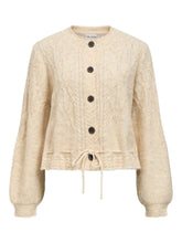 Load image into Gallery viewer, Object Gunvi decorative cable drawstring cardigan Oatmeal Melange

