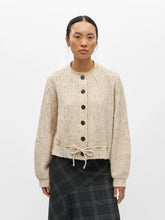 Load image into Gallery viewer, Object Gunvi decorative cable drawstring cardigan Oatmeal Melange
