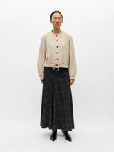Load image into Gallery viewer, Object Gunvi decorative cable drawstring cardigan Oatmeal Melange
