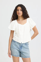 Load image into Gallery viewer, Ichi Foxa square neck crinkle top White - CW CW 
