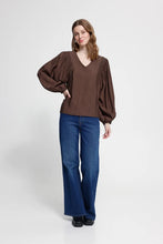 Load image into Gallery viewer, Ichi Imelda shirring detail blouse Chicory Coffee
